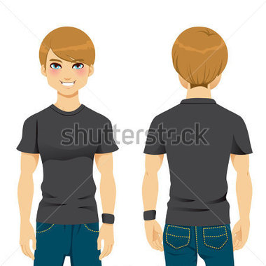 Back View Of Handsome Man Wearing Blank Black Tight Tshirt Template
