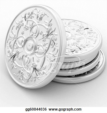 Stacks Of Silver Coins  3d Illustration Over White  Clipart Drawing