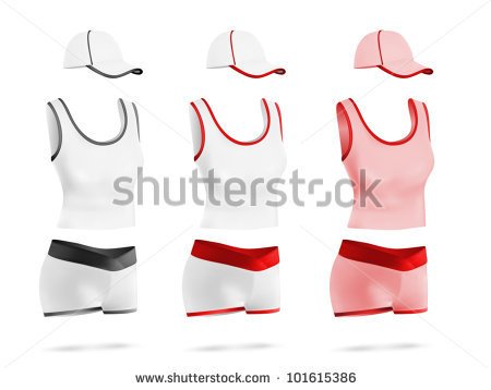 Women S Blank Sport T Shirt Shorts And Hat Template Set    Stock    