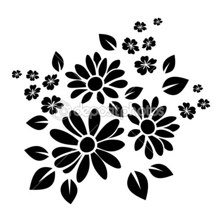 Black Silhouette Of Flowers  Vector Illustration    Stock Vector