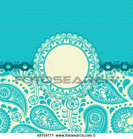 Clipart   Paisley Flower Gift Card In Trendy Turquoise  Fotosearch