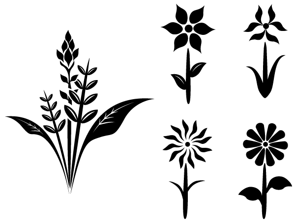 Flower Plant Silhouettes   Free Vector Clipart