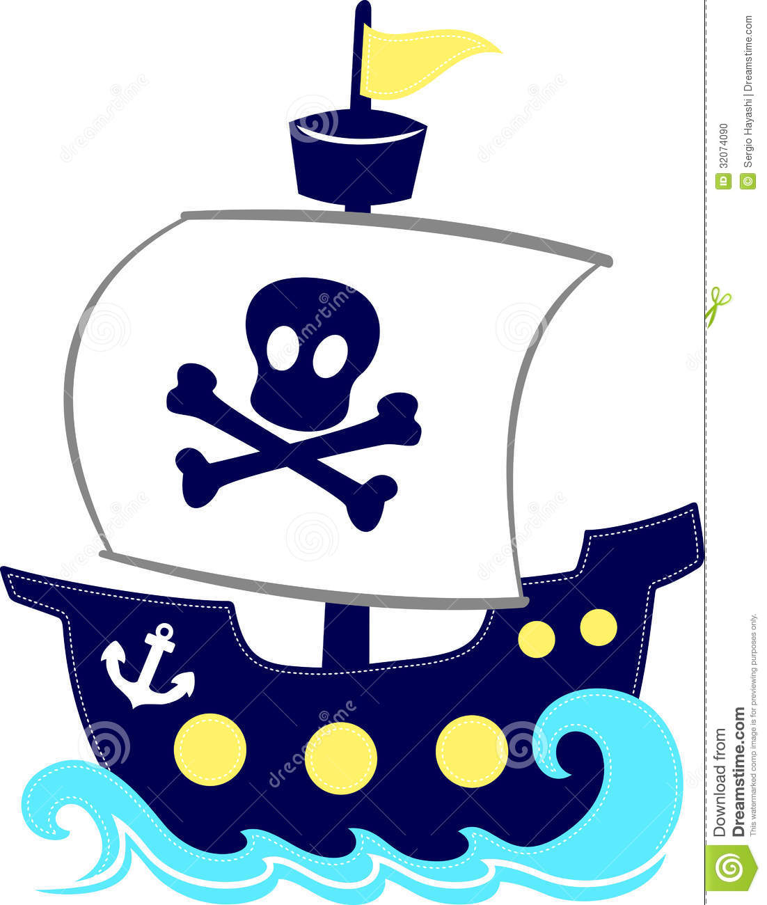 Funny Pirate Ship Cartoon Stock Photo   Image  32074090