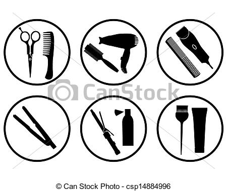 Vectors Of Hair Salon Icon   Vector Silhouettes Hairdressing Supplies