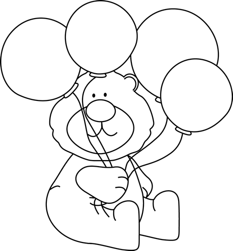      Balloon Clipart Black And White Bear With Balloons Black White Png