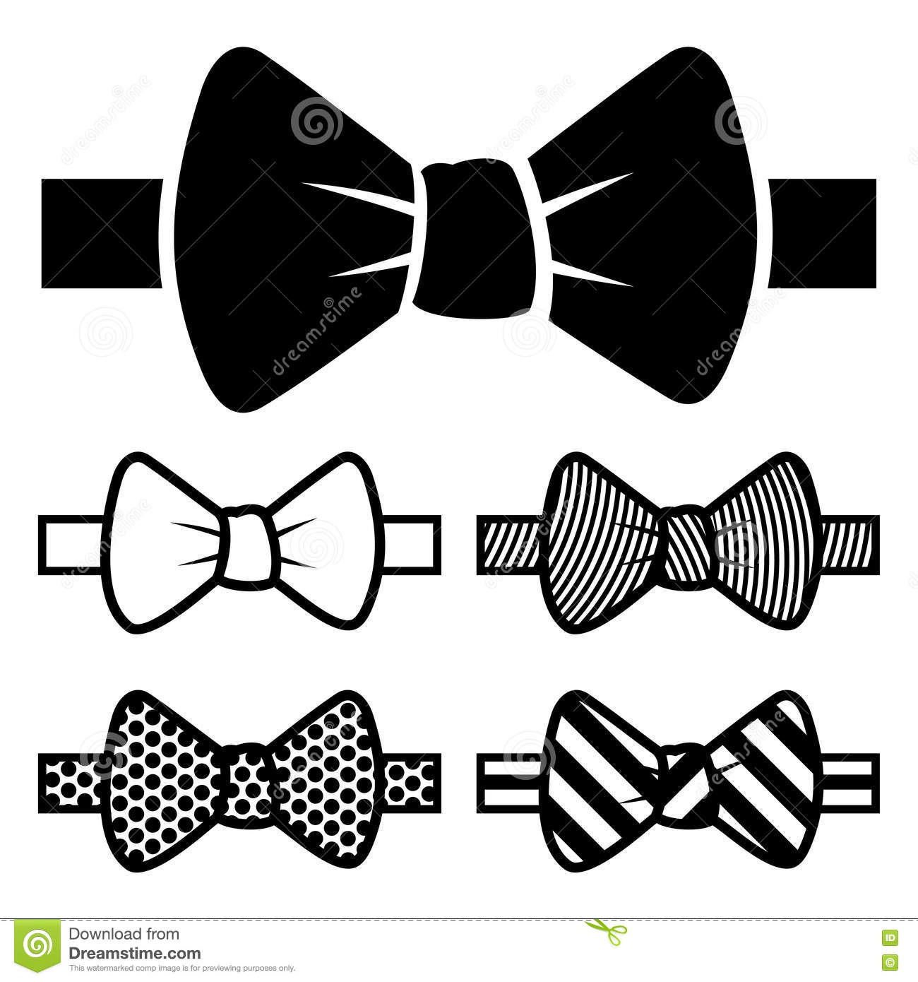 Bow Tie Black Icons Set On White Background  Vector
