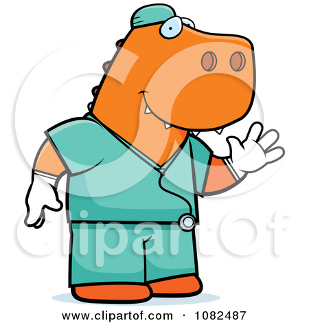 Clipart T Rex Surgeon Doctor In Scrubs   Royalty Free Vector
