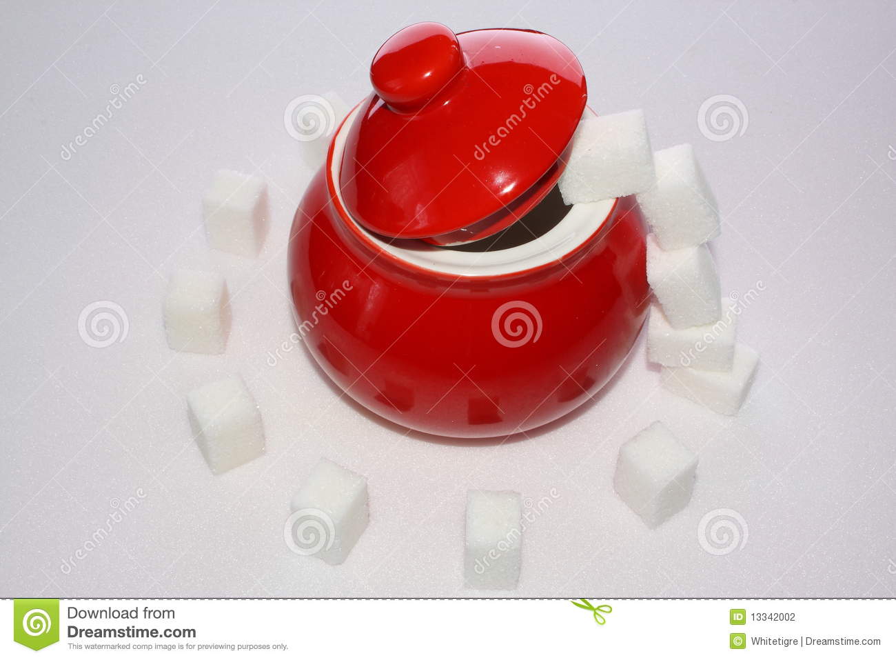 Lump Sugar And Red Sugar Bowl 