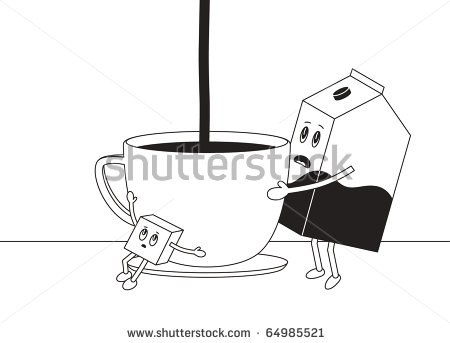 Sugar Lump And Milk Bottle Is Making Cup Of Tea Or Coffee Stock Vector