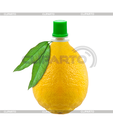 Bottle Of Lemon Juice In Lemon Shaped   High Resolution Stock Photo