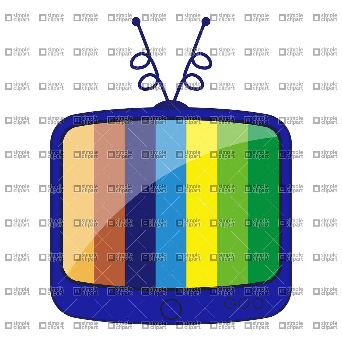 Cartoon Retro Tv With Striped Stand By Screen Vector Clipart  Eps