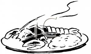 Lunch Clipart Black And White Black And White Lobster Dinner Royalty