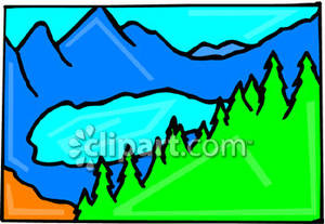 An Alpine Lake Surrounded By Trees   Royalty Free Clipart Picture