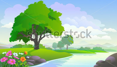 Beautiful Lake View And Trees Stock Vector   Clipart Me