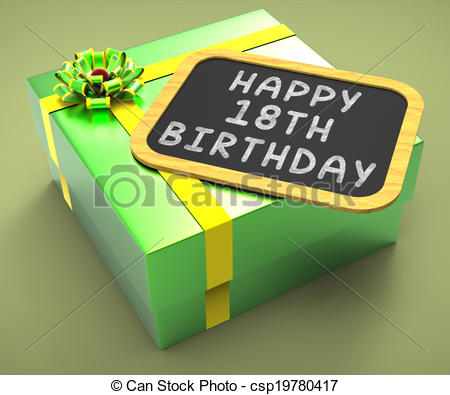Clipart Of Happy Eighteenth Birthday Present Means Teenage Celebration