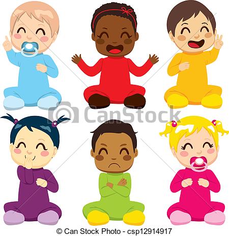 Group Of Six Children    Csp12914917   Search Clipart Illustration