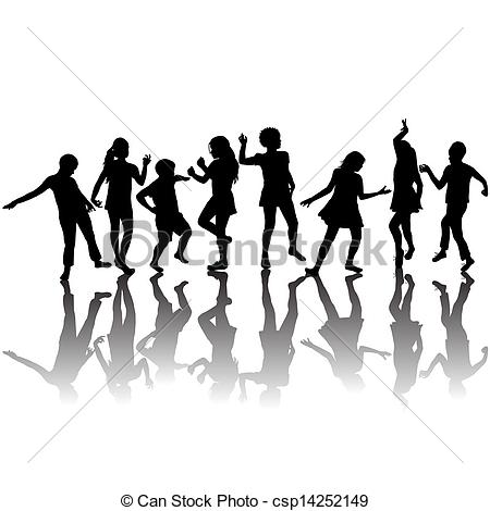 Multicultural Children Dancing Clipart Group Of Children Silhouettes