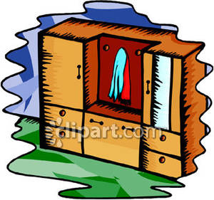 Wardrobe With Drawers And Cabinets   Royalty Free Clipart Picture