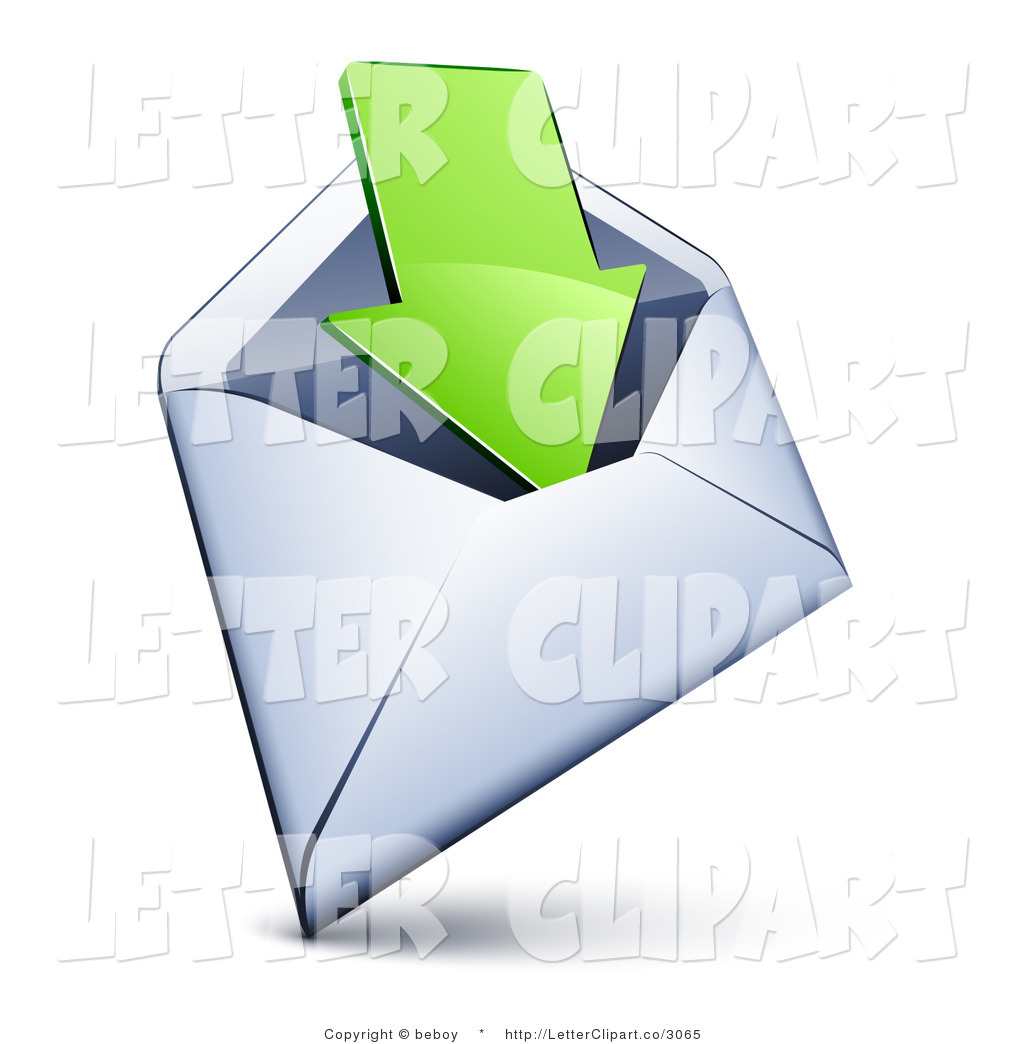 Clip Art Of A White Email Envelope With A Green Arrow Pointing Inside