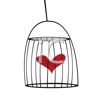 Royalty Free Clip Art Image  Heart Inside A Bird Cage