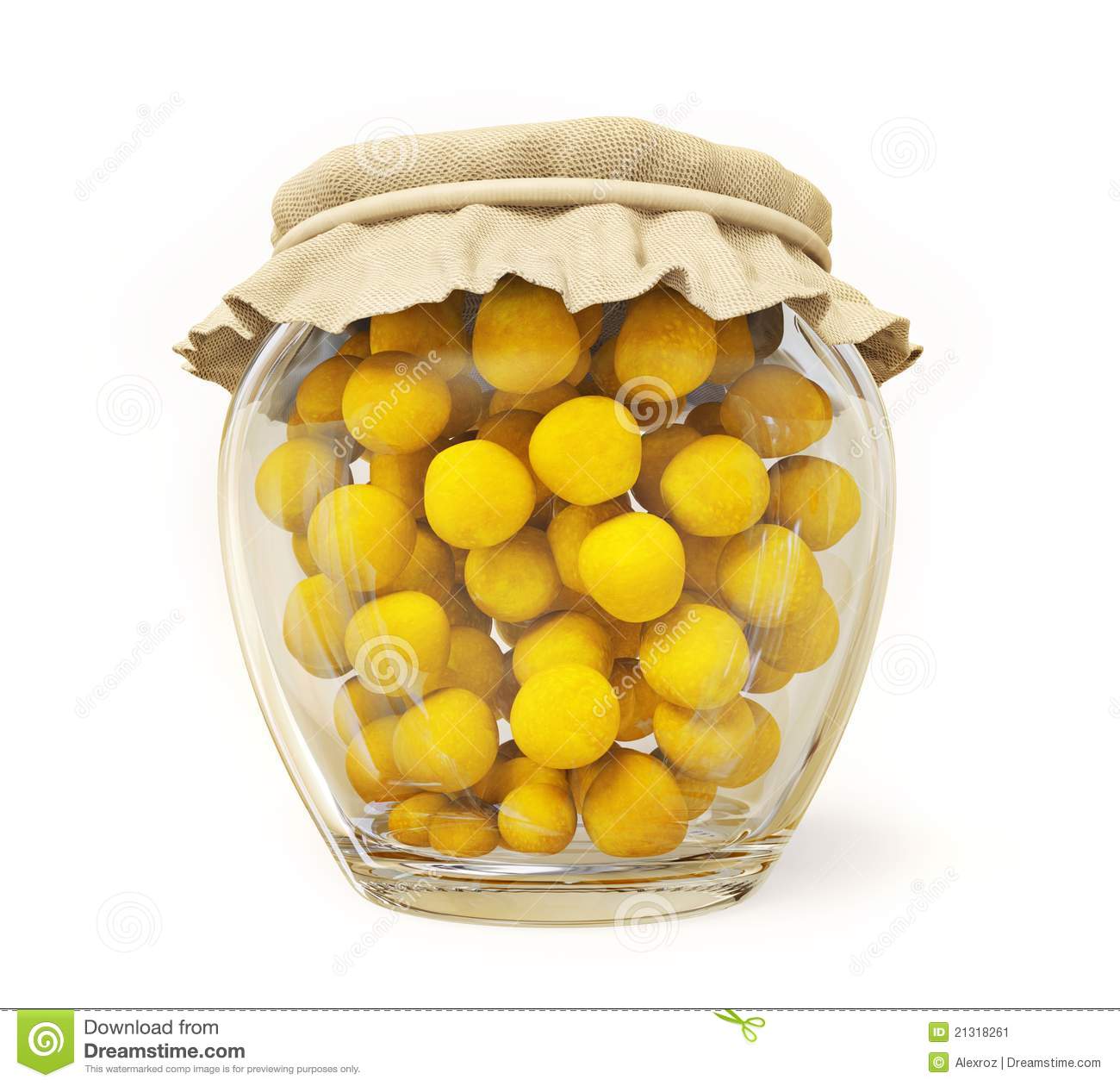 Canned Fruits In A Glass Jar Isolated On White