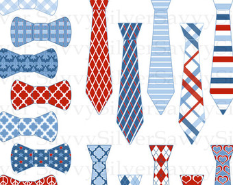White Blue Patriotic Printable Tie Bow Clip Art Scrapbook Or Invites
