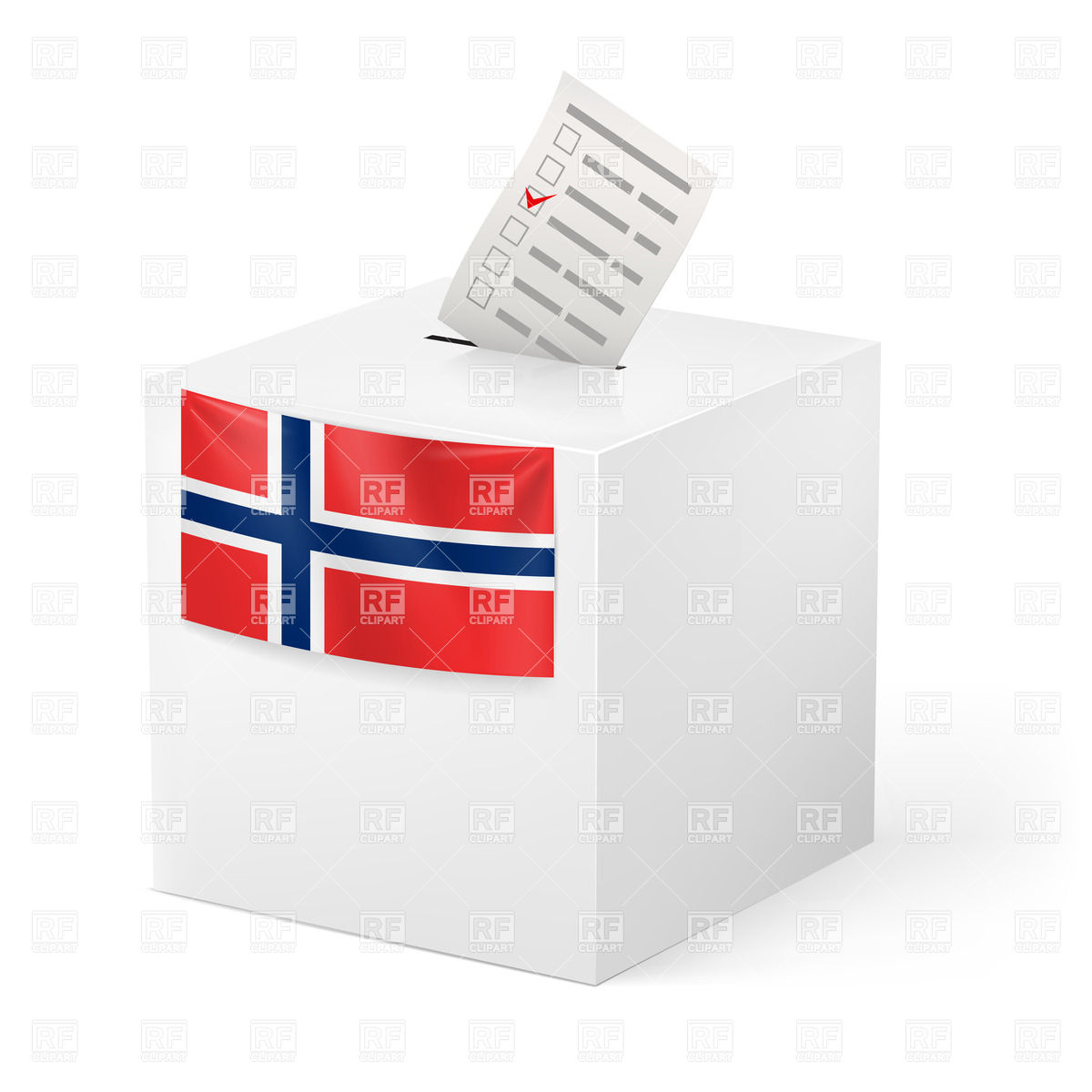 Election In Norway  Ballot Box With Voting Paper Download Royalty