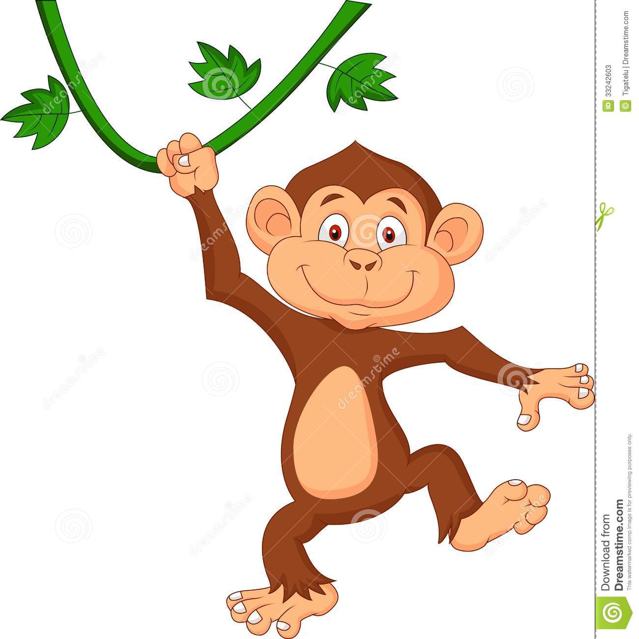 Hanging Monkey Cartoon Cute Monkey Cartoon Hanging Illustration