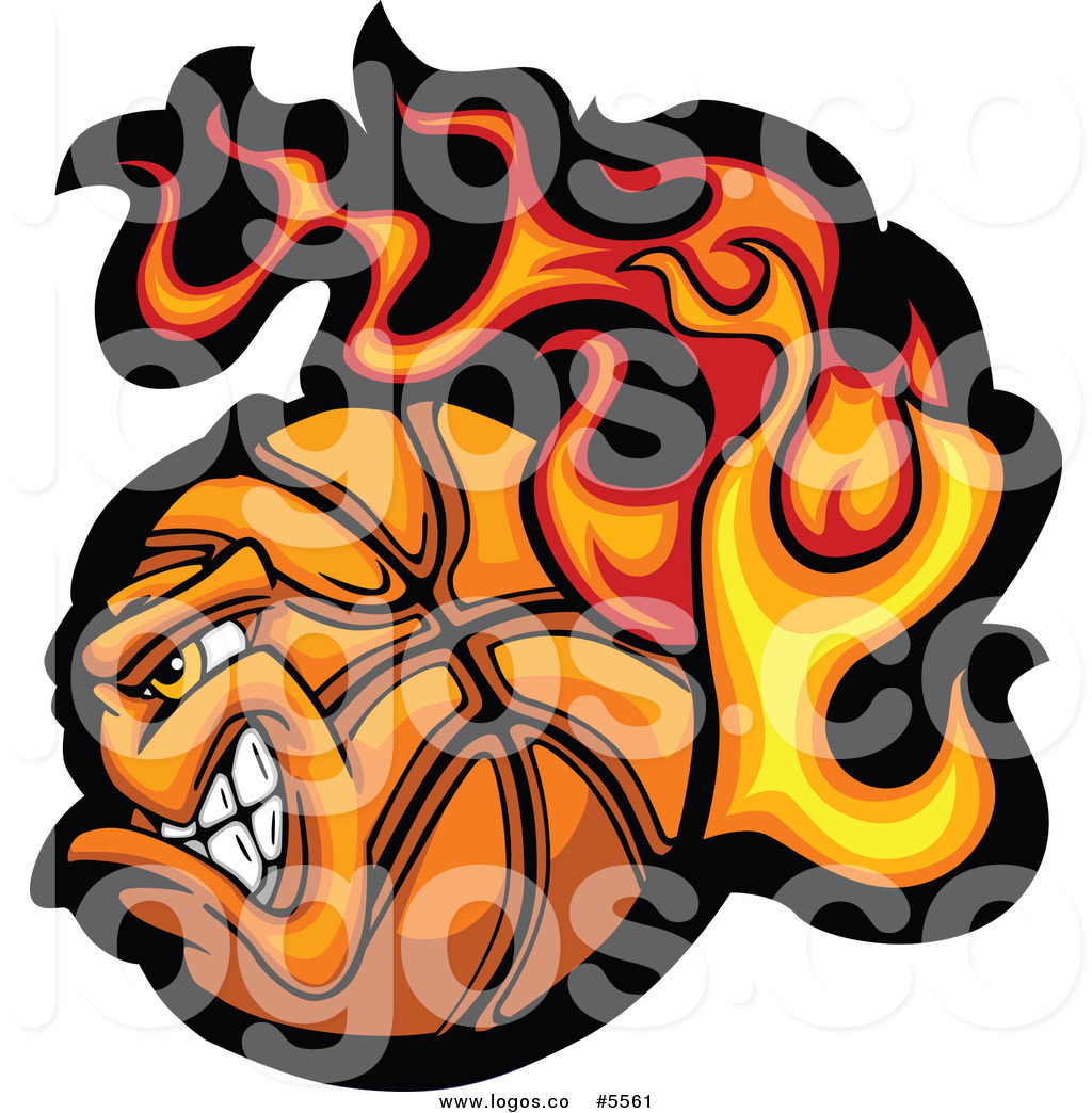 Logo Of A Profiled Tough Flaming Basketball Logo Of A Fiery American