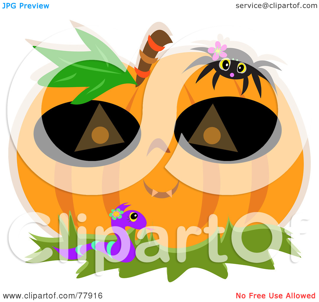 Royalty Free  Rf  Clipart Illustration Of A Halloween Pumpkin Wearing