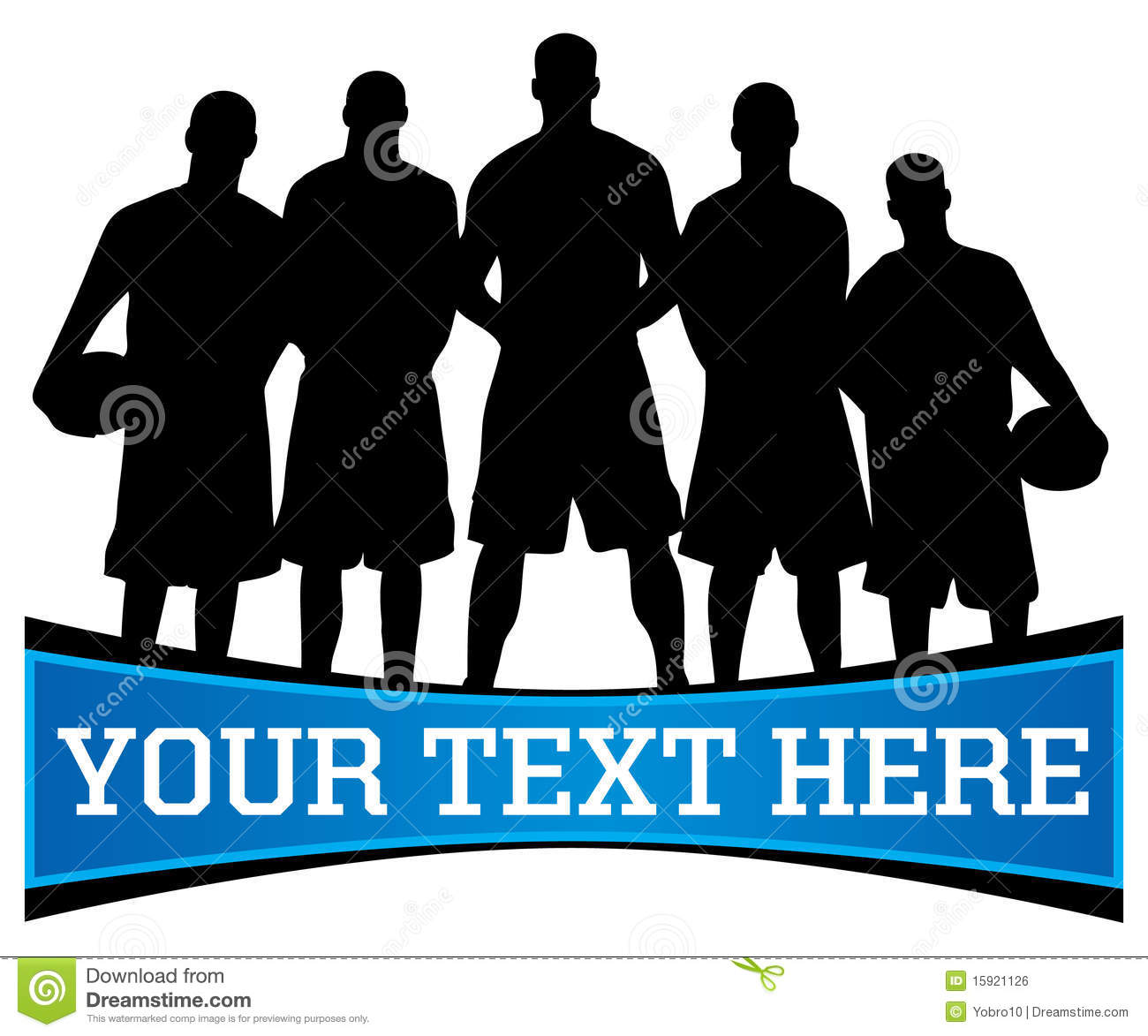 Vector Illustration Of A Basketball Team Silhouette With Copy Space