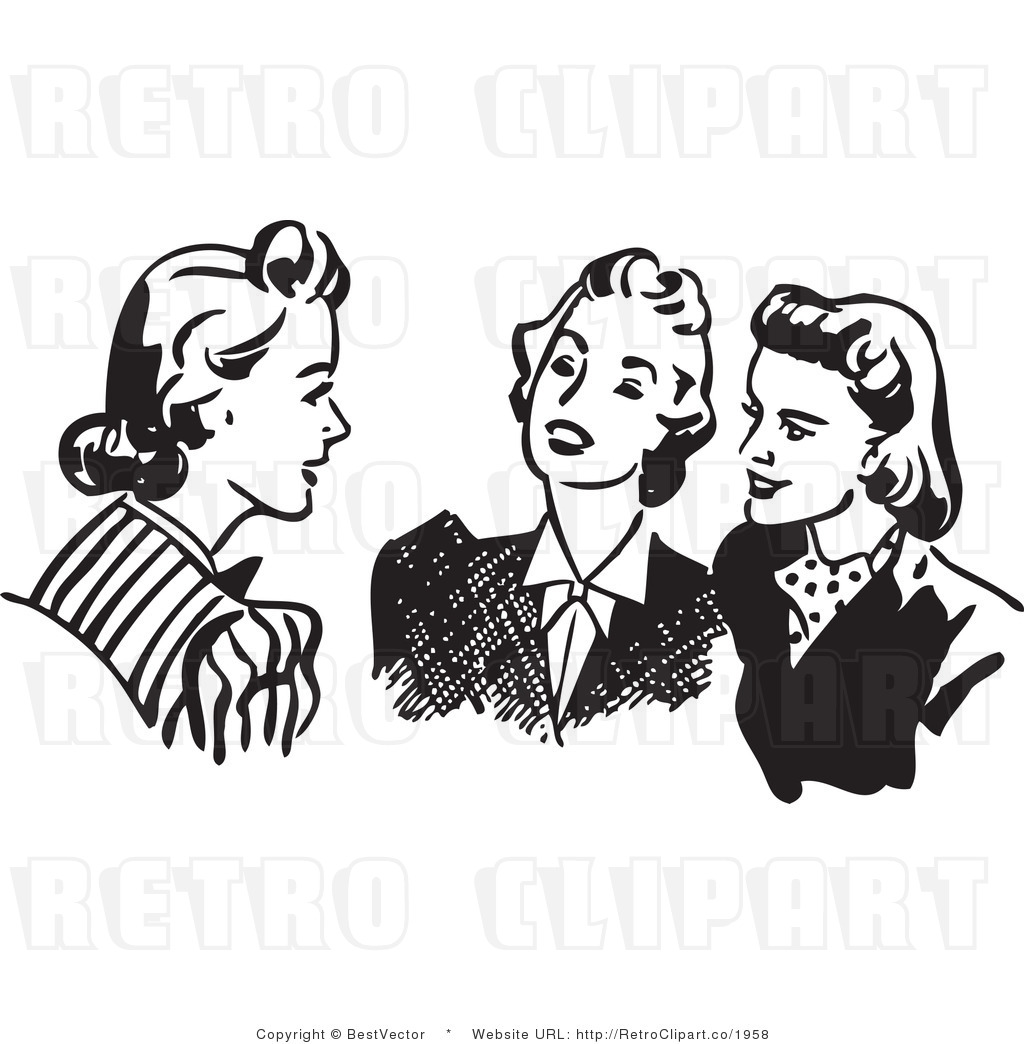 White Retro Vector Clip Art Of Ladies Talking By Bestvector    1958