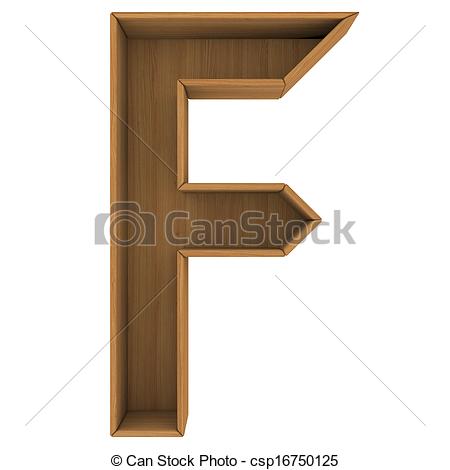 Wooden Cabinet Letter  Isolated Render On A White Background