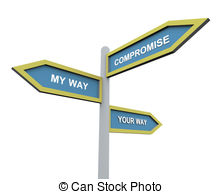 Different Way Or Compromise   3d Road Sign Of Text My Wayr