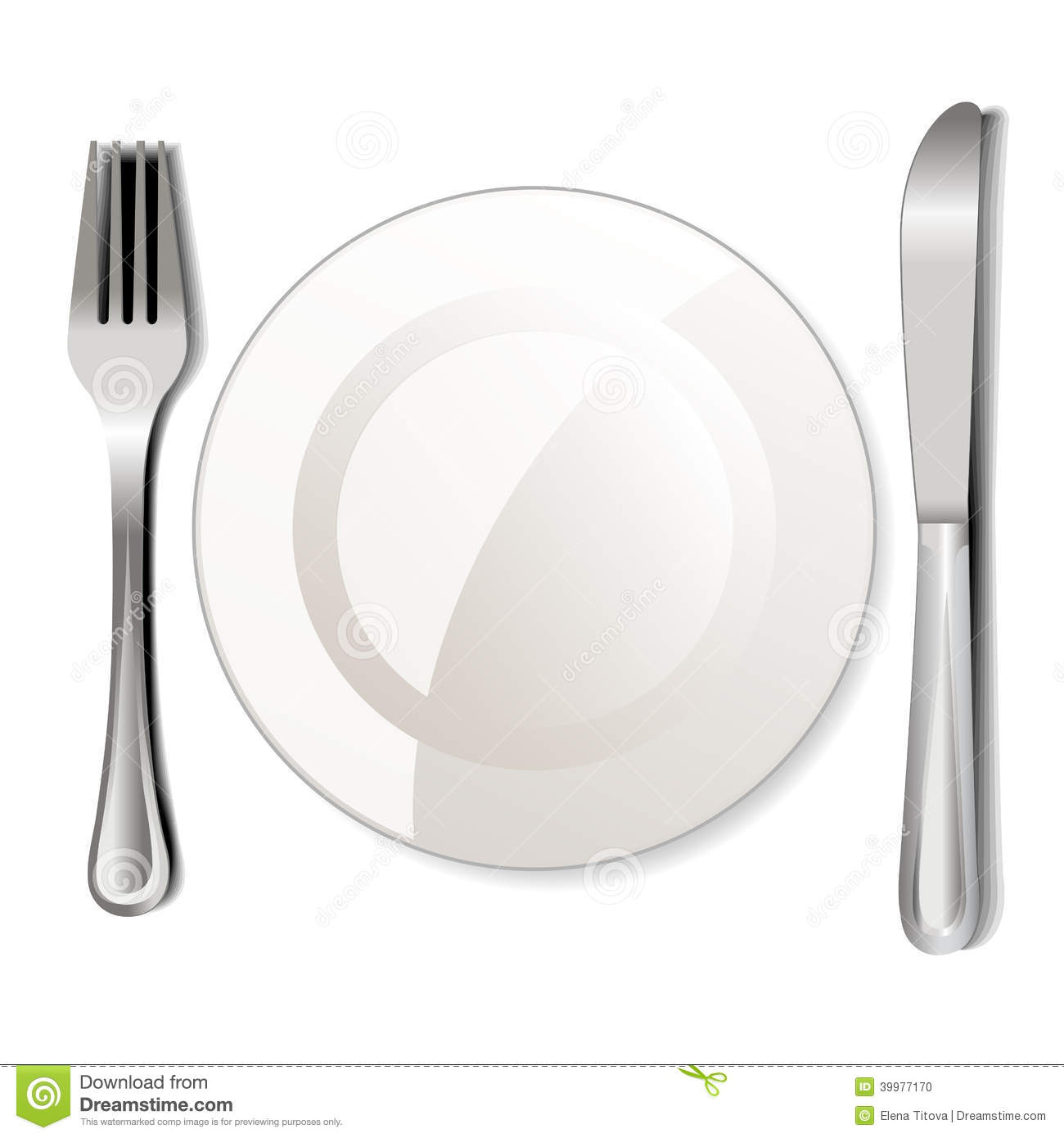 Dinner Plate Knife And Fork On A White Background Mr No Pr No 0 84 0