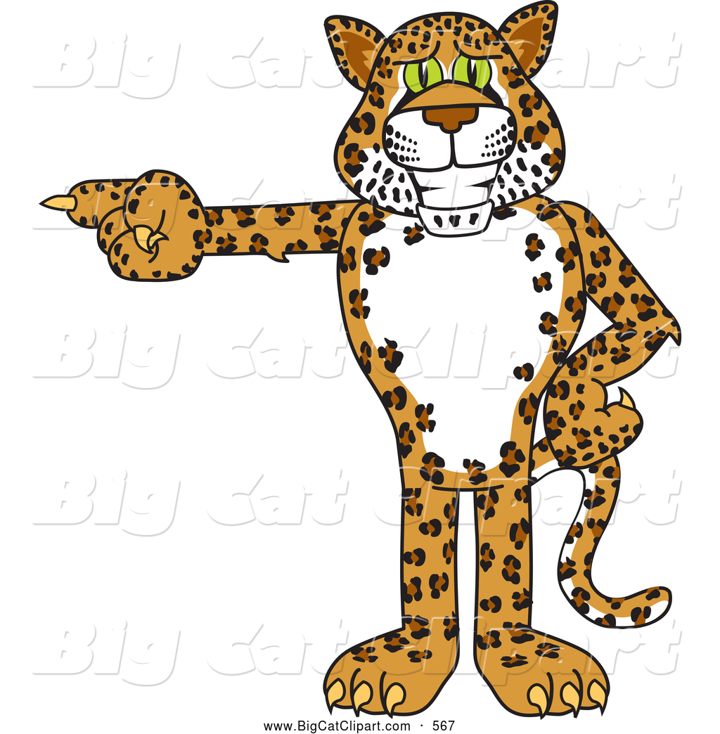 Clipart Of A Cute Cheetah Jaguar Or Leopard Character School Mascot