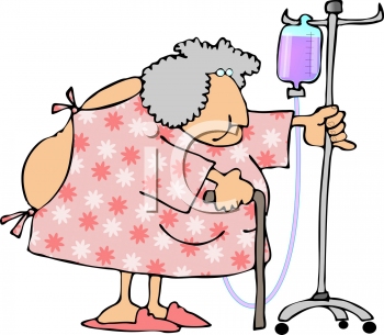Royalty Free Clip Art Image  Old Lady In The Hospital Pushing Her Iv