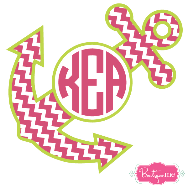 Chevron With Anchor Monogram Decal Clipart