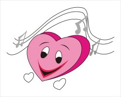 Clip Art Of A Smiling Pink Heart With Musical Notes 