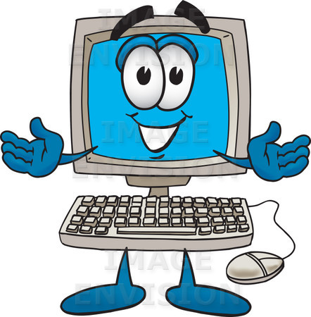 Friendly Desktop Computer Cartoon Character