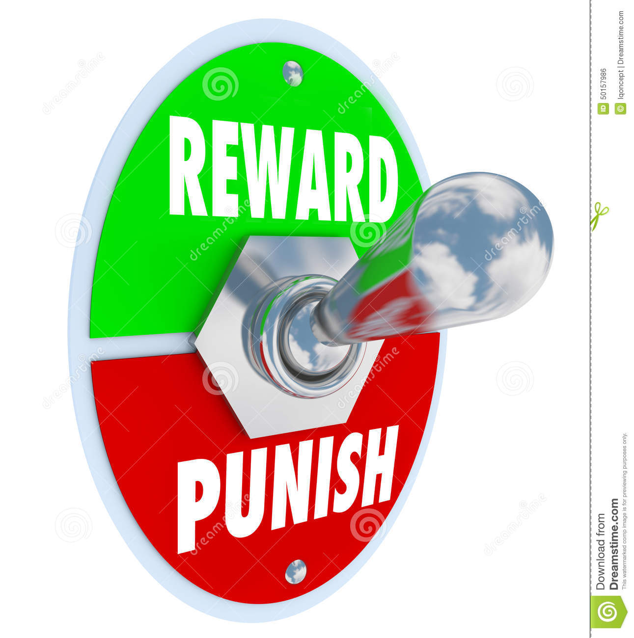 Reward And Punish Words On A Toggle Switch Or Lever To Illustrate