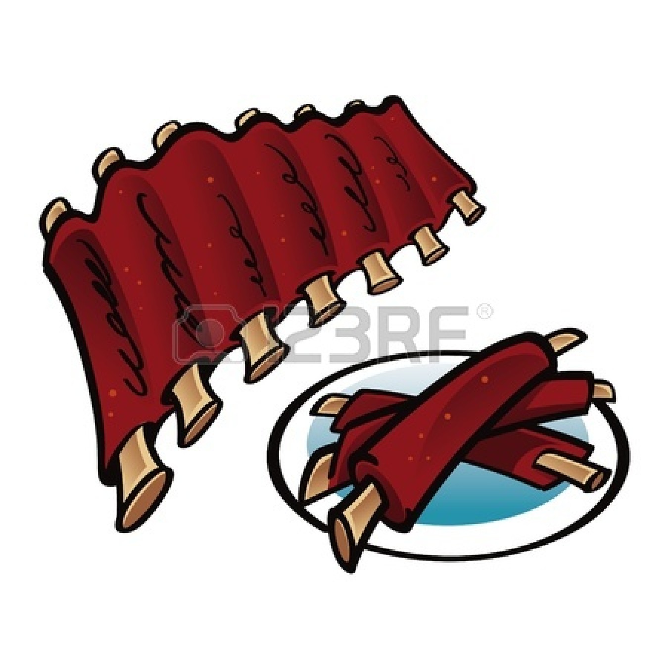 Bbq Ribs Clipart 11783139 Grilled Ribs On The Plate Food Meat Jpg