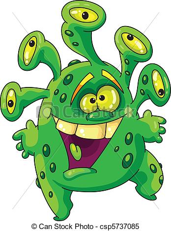Clipart Vector Of Funny Green Monster   Illustration Of A Funny Green