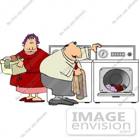 Middle Aged Caucasian Couple Doing Laundry Clipart    14517 By Djart