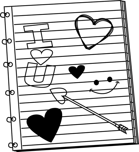     Clipart Black And White Valentines Day Notebook Scribbles Black White