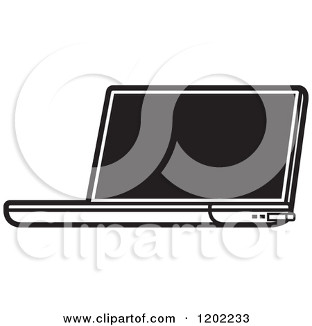 Clipart Of A Black And White Laptop Computer Icon   Royalty Free