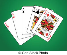 Full House Of Three Aces And Two Kings On Green Background