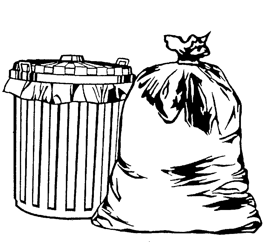 Garbage Can Drawing Full Garbage Bag Beside Bin