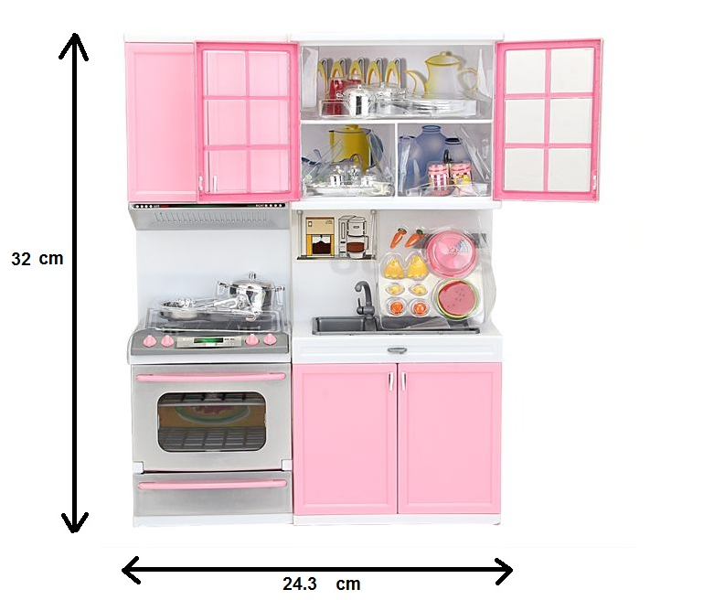 Childrens Kitchen Play Set Pretend Cook Children Toy Pink Food Game
