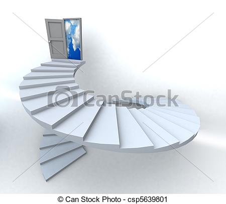 Clipart Of 3d Success Business Spiral Staircase   Staircase With Open